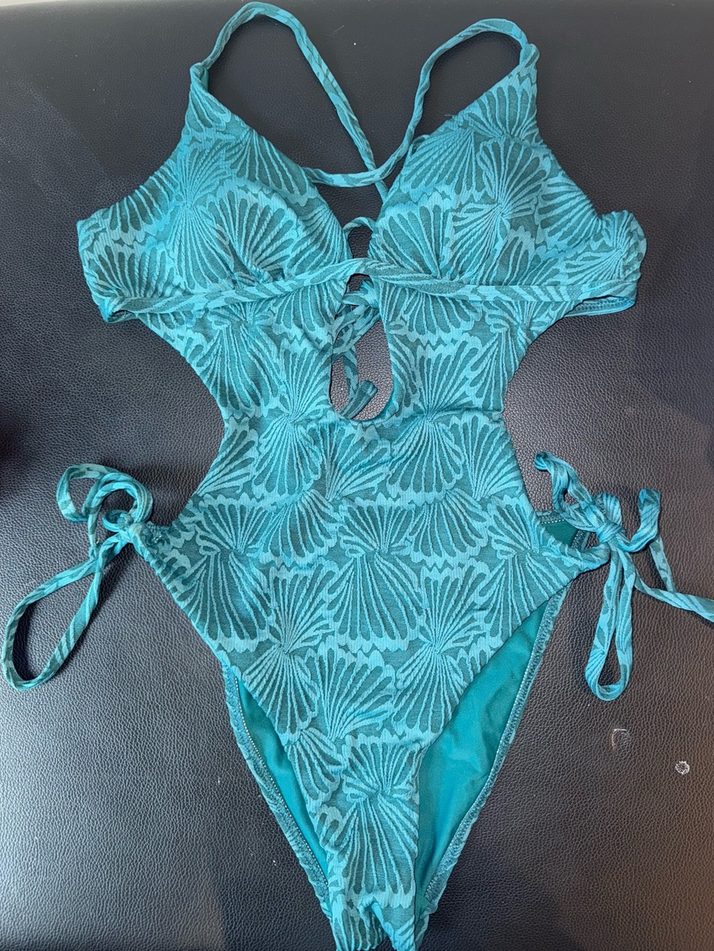 Berlook Turquoise Cutout One-Piece Swimsuit with Shell Print
